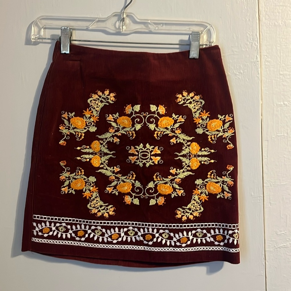 Embroidered corduroy skirt size small